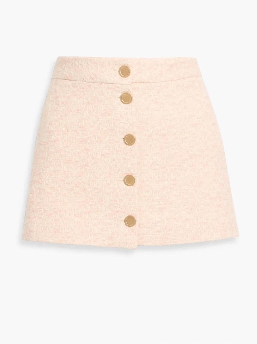 Frame The Tweed Light Pink Gold Button Front A-Line Mini Skirt NEW Size 8 - Picture 1 of 13